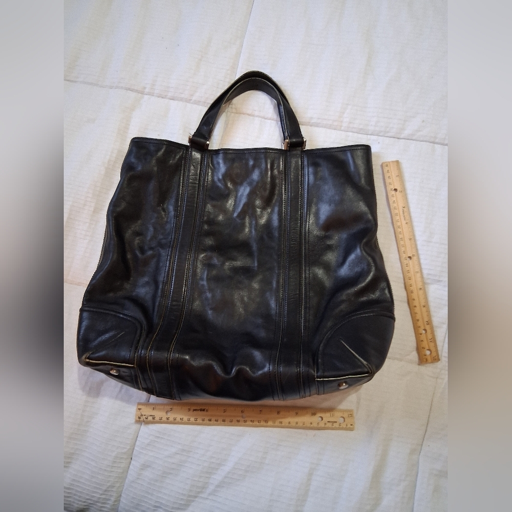 Black Leather Tote Bag - Picture 2 of 5